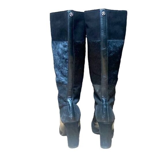 Anne Klein AK7 Jaimelee style BLACK GENUINE LEATHER HAIR SNAKE ZIP FRONT HIGH HE - Picture 6 of 9